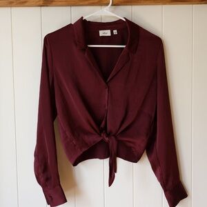 Wilfred Deep Red Tie-Front Blouse Size Small Women’s EUC